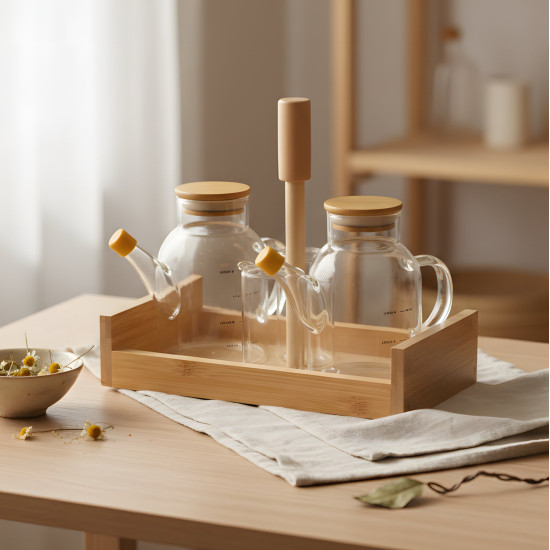 Oil Dispenser & Salt Shaker Set - 4 Pcs